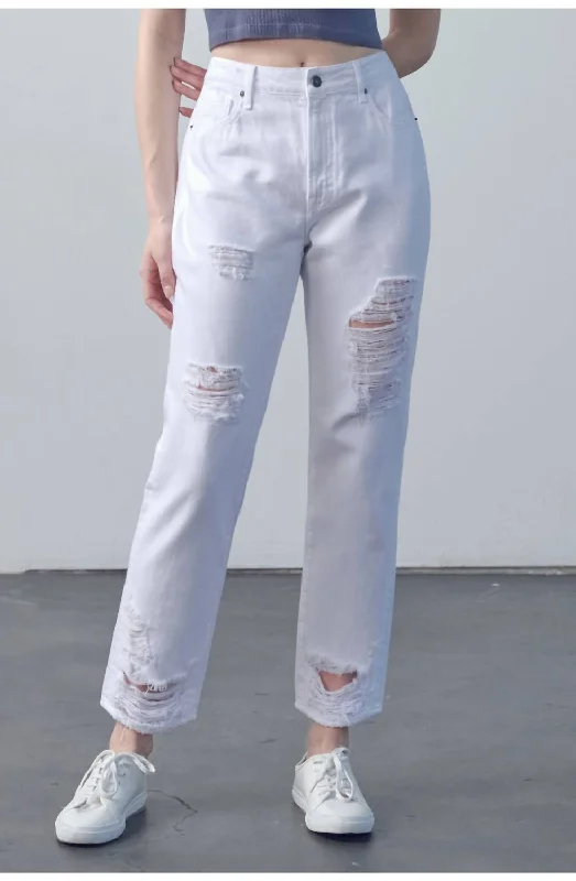 newborn sport pants -Tracey High Rise Straight Jean In White