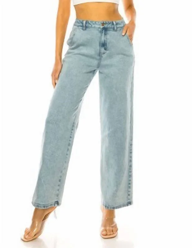 active distressed pants -Wide Leg Boyfriend Jeans In Acid Wash