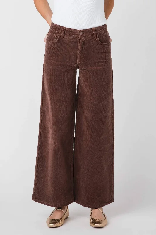 dip stretch pants -Wide Leg Corduroy Pants In Brown