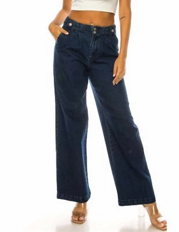 crisp glow pants -Wide Leg Jeans In Dark Denim