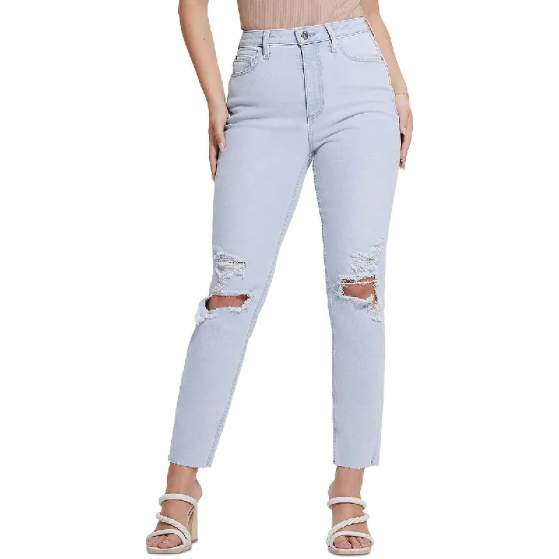 sweat-free pants -Womens Destroyed High Rise Mom Jeans