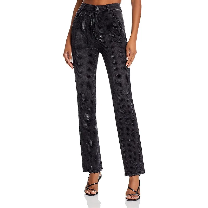 lilac line pants -Womens High Rise Emellished Ankle Jeans