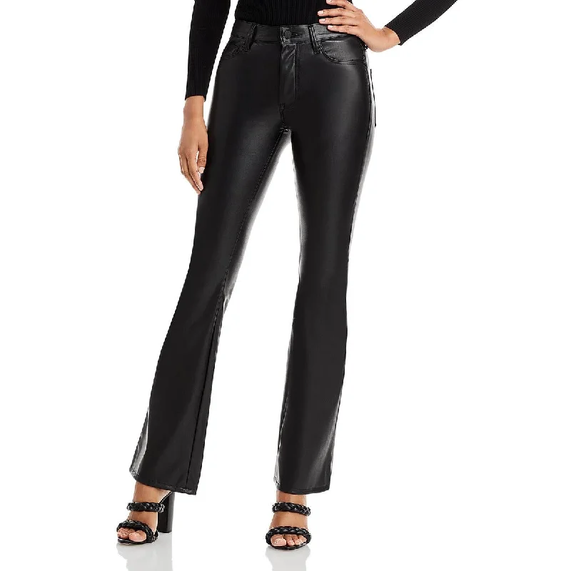 stretch long pants -Womens High Rise Faux Leather Bootcut Jeans