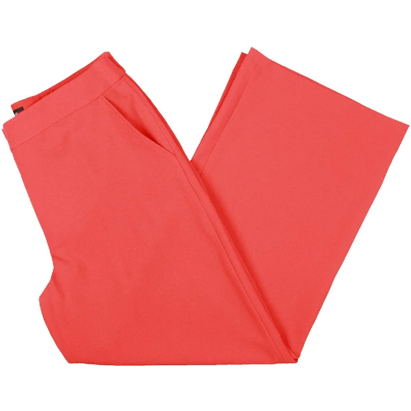 flare leg pants -Womens High Rise Solid Wide Leg Pants