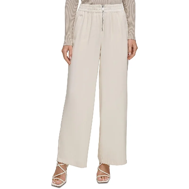 herringbone pants -Womens Ruched High Rise Wide Leg Pants