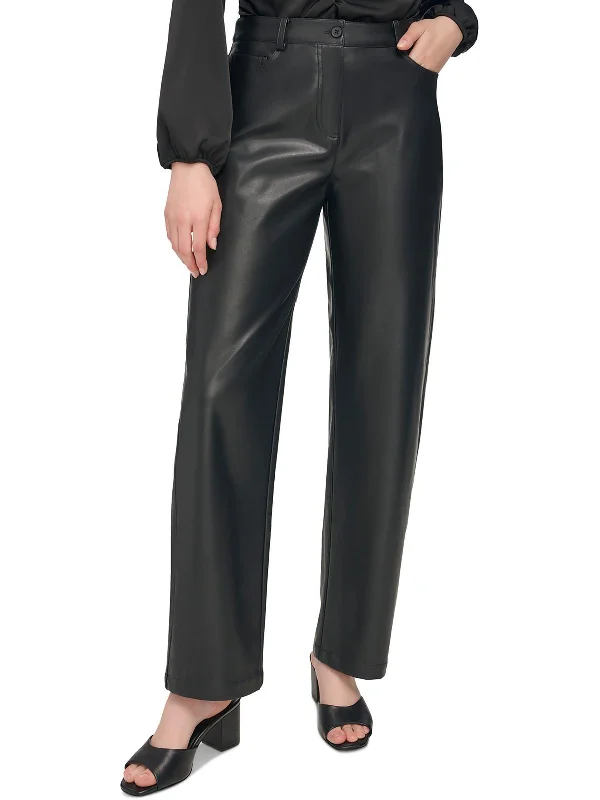 jade print pants -Womens Slimming Faux Leather Trouser Pants