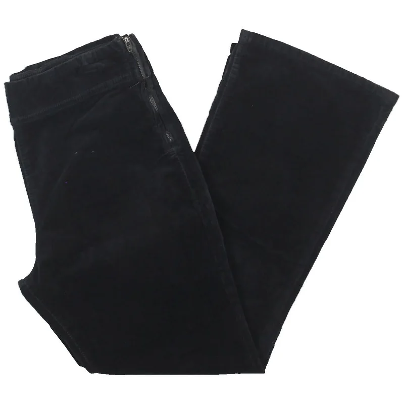 off-hip pants -Womens Velvet Cropped Flared Pants