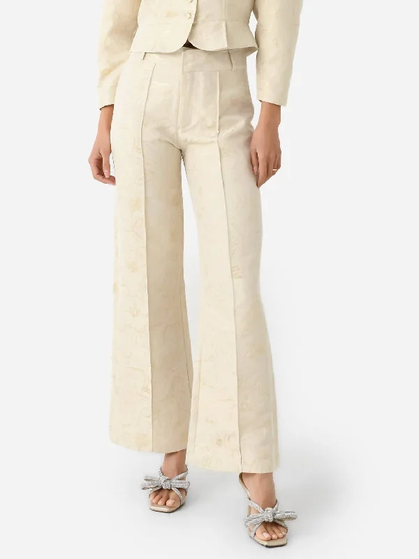 petite muted pants -Yoshitomo Smart Jacquard Pant In Ecru/gold