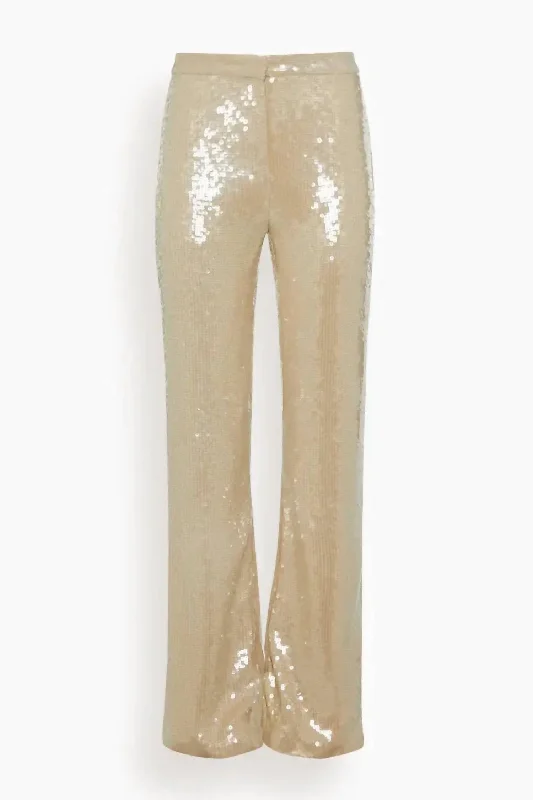 fluid stretch pants -Yseult Sequins Pant In Khaki